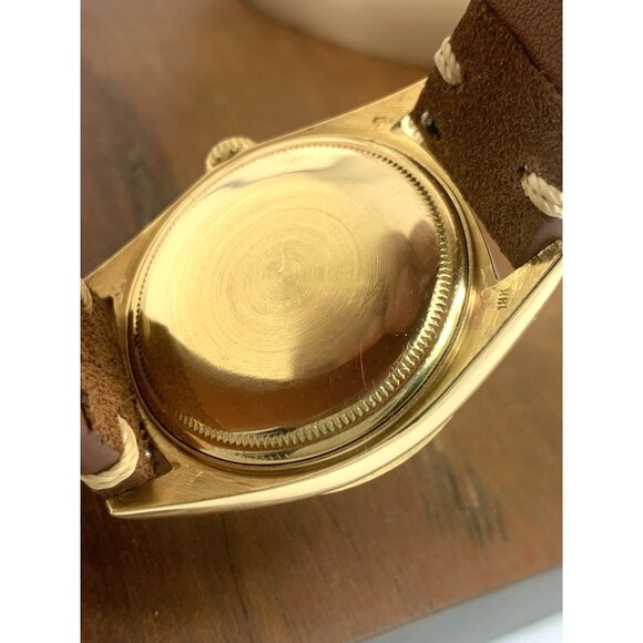 Rolex Men's Watch 1803 Vintage Swiss Automatic 18k Gold Case Brown Leather 36mm - Picture 8 of 16